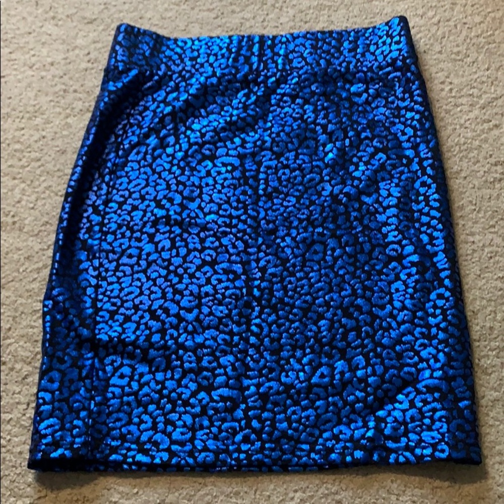 Electric blue leopard print skirt